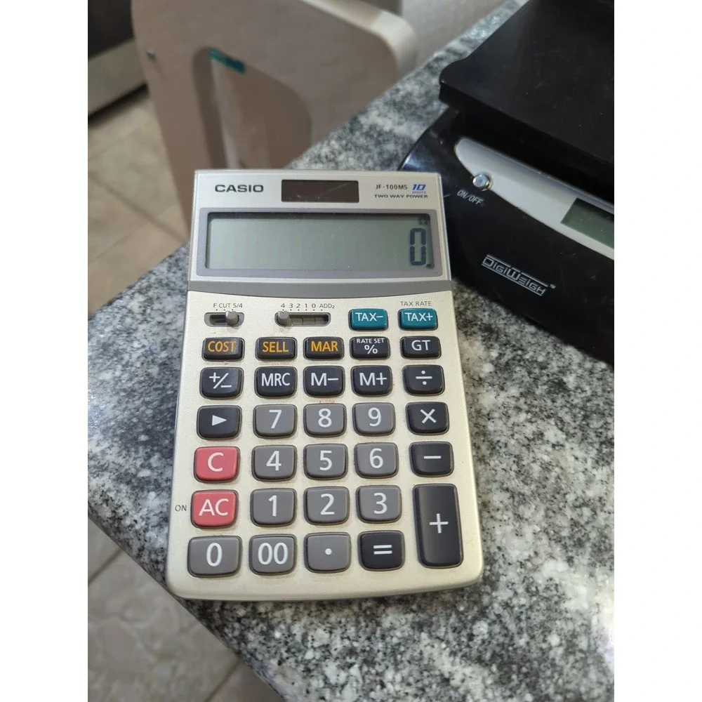 Casio JF-100MS Solar Desk Calculator 10 Digit Two Way Power BIG NUMBERS